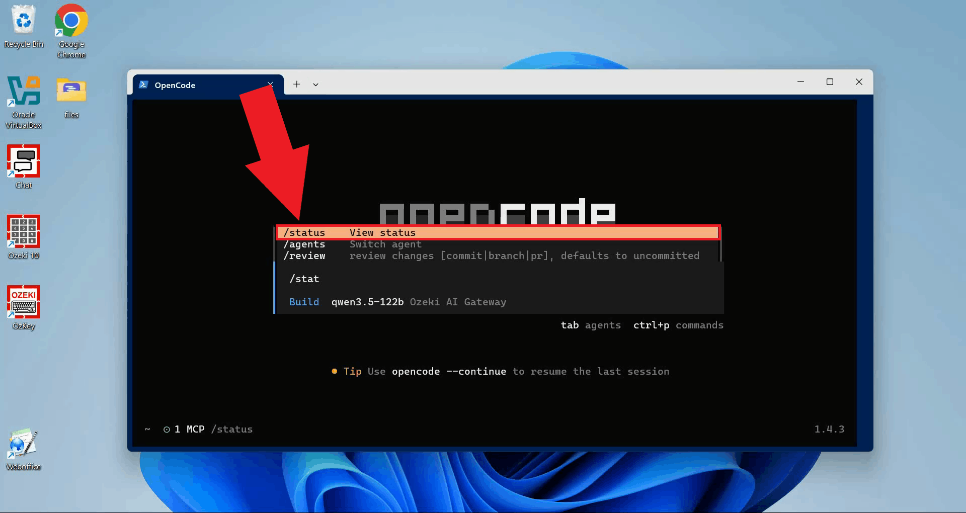 Run status command