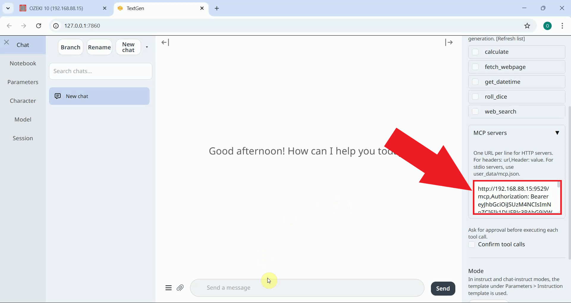 Ensure Ozeki SMS MCP server is connected