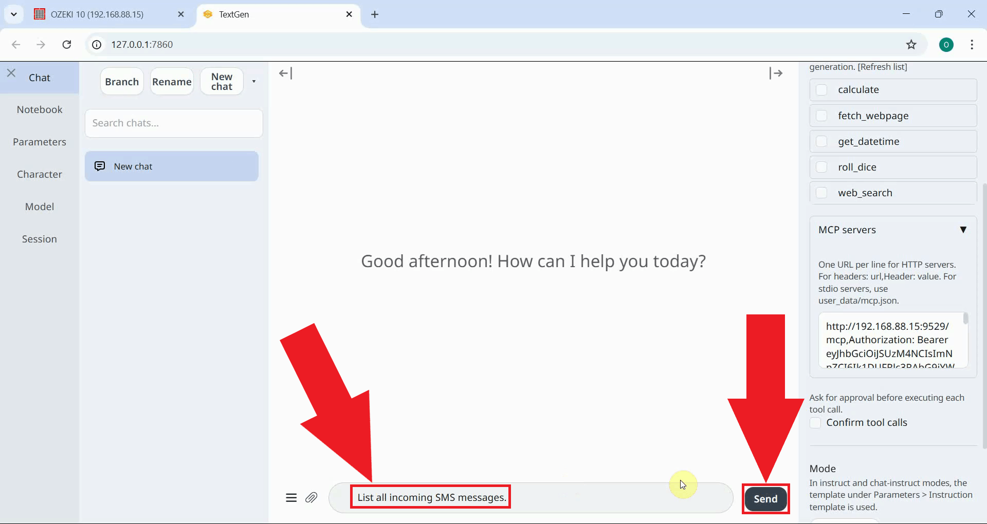 Ask LLM to list incoming messages