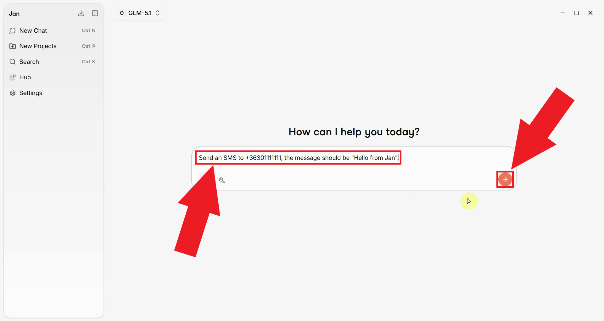 Ask LLM to send an SMS message