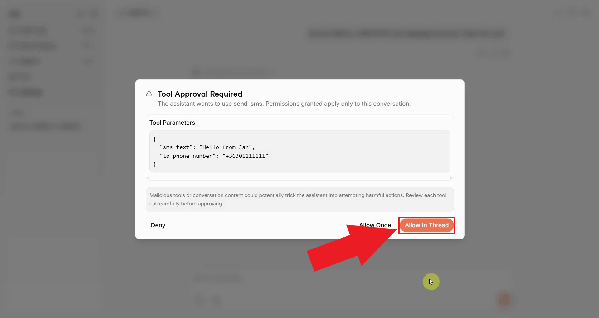 Approve tool use if prompted