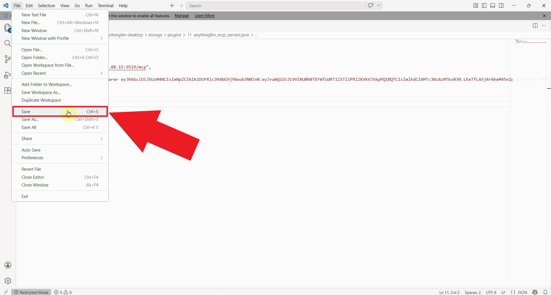 Save config and close text editor