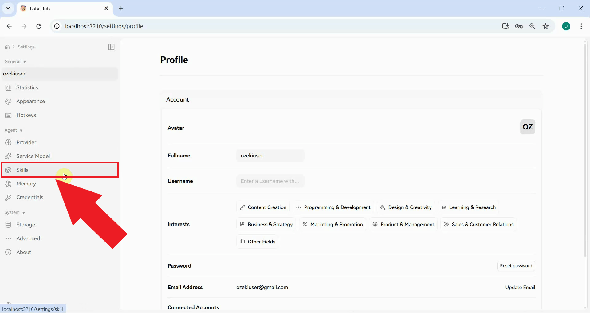 Navigate to Agent Skills in LobeHub