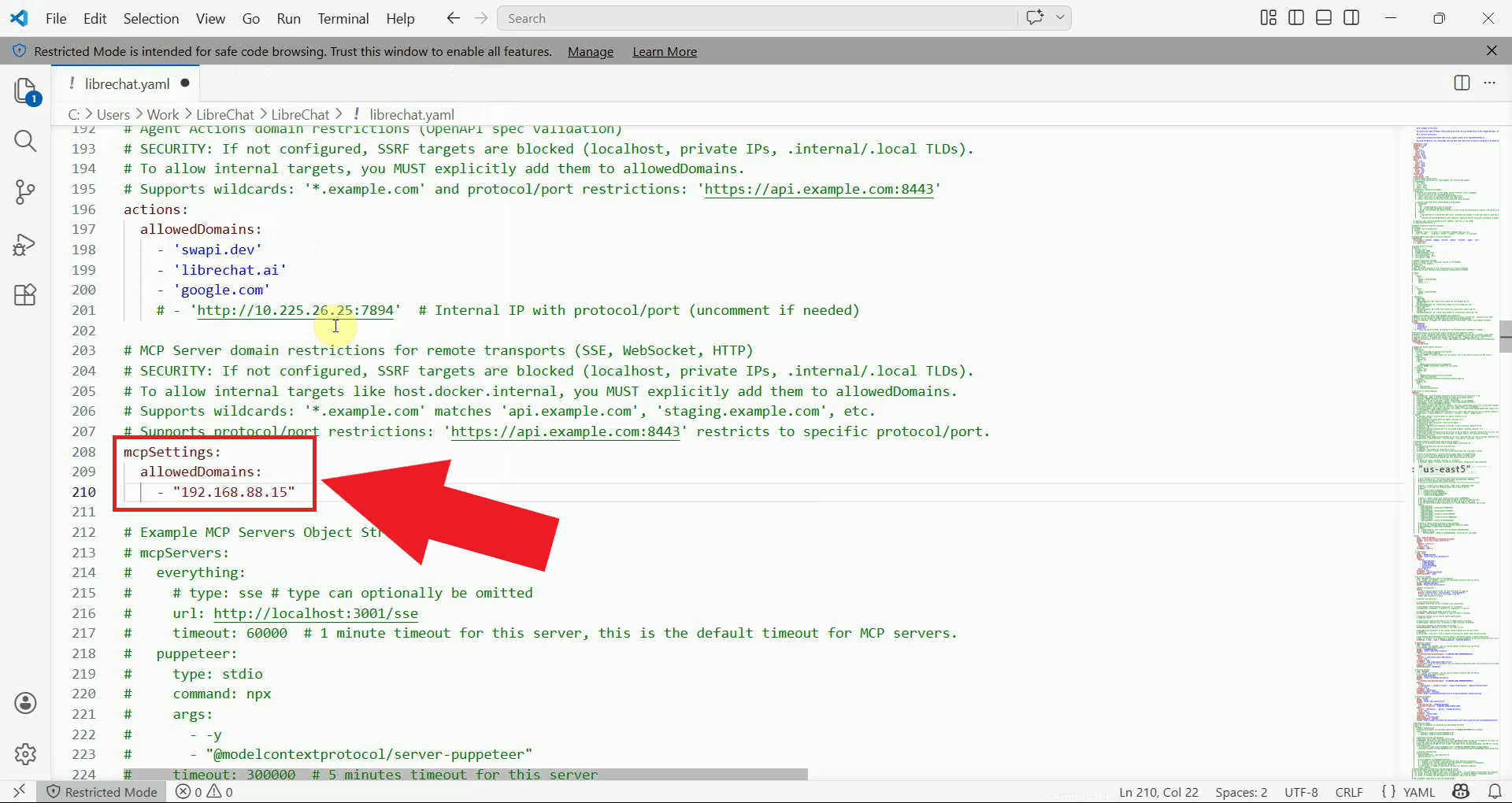 Locate and add Ozeki SMS MCP to allowed domains