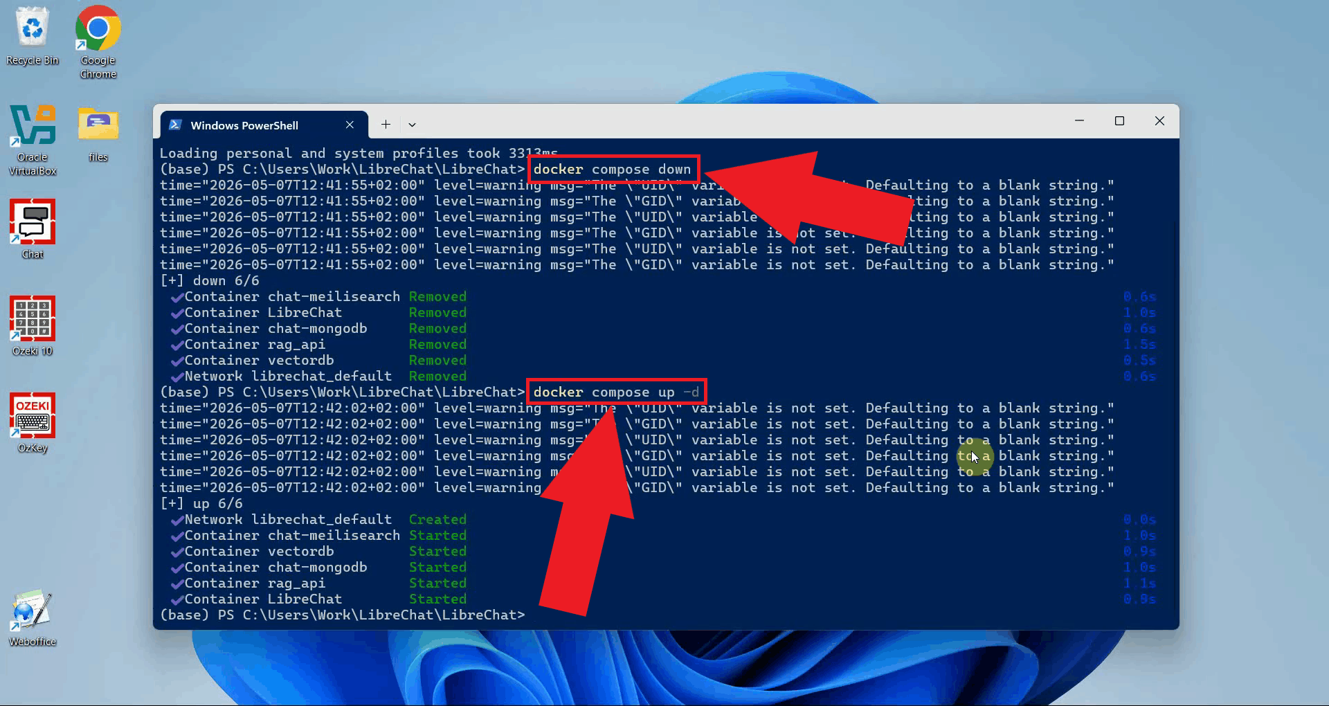 Compose the container