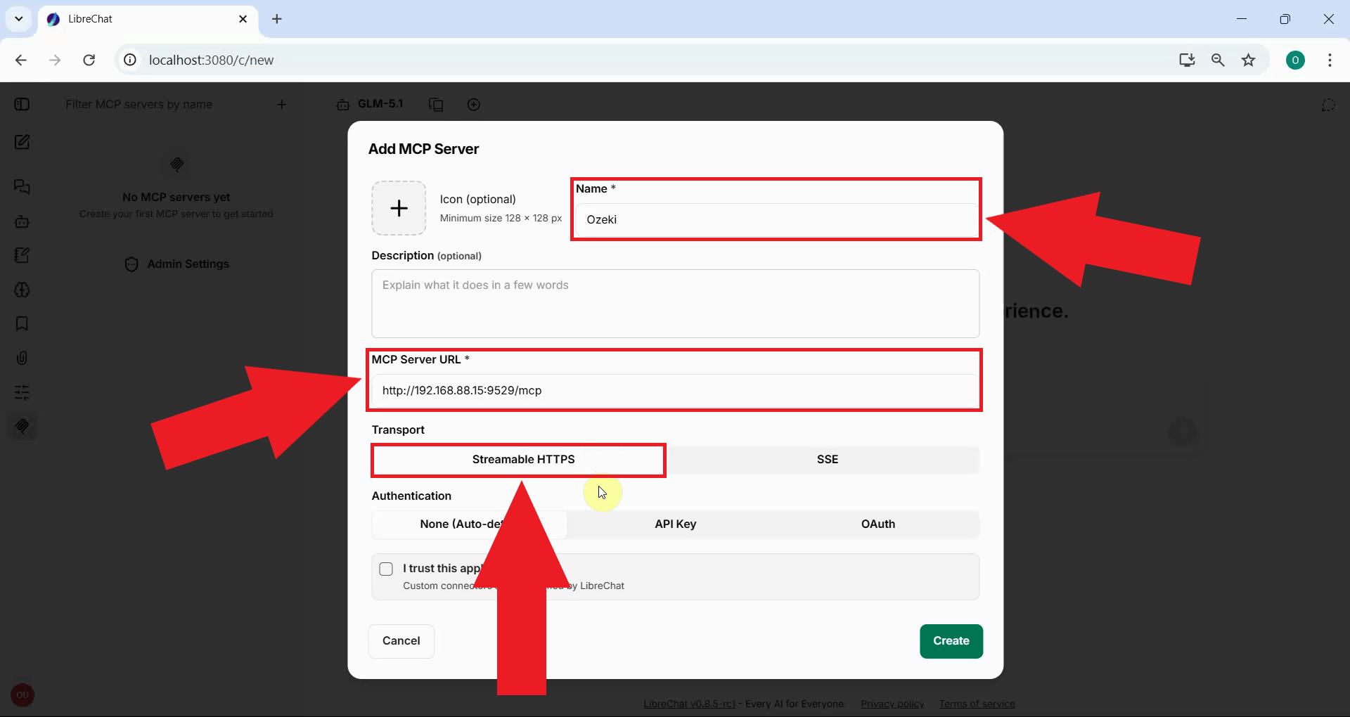 Enter MCP server name and URL
