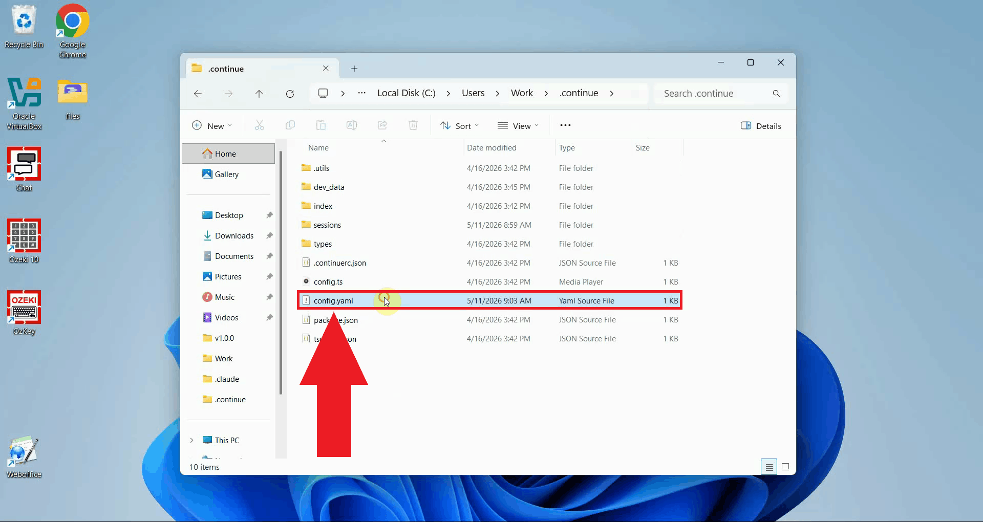 Open config.yaml file in a text editor