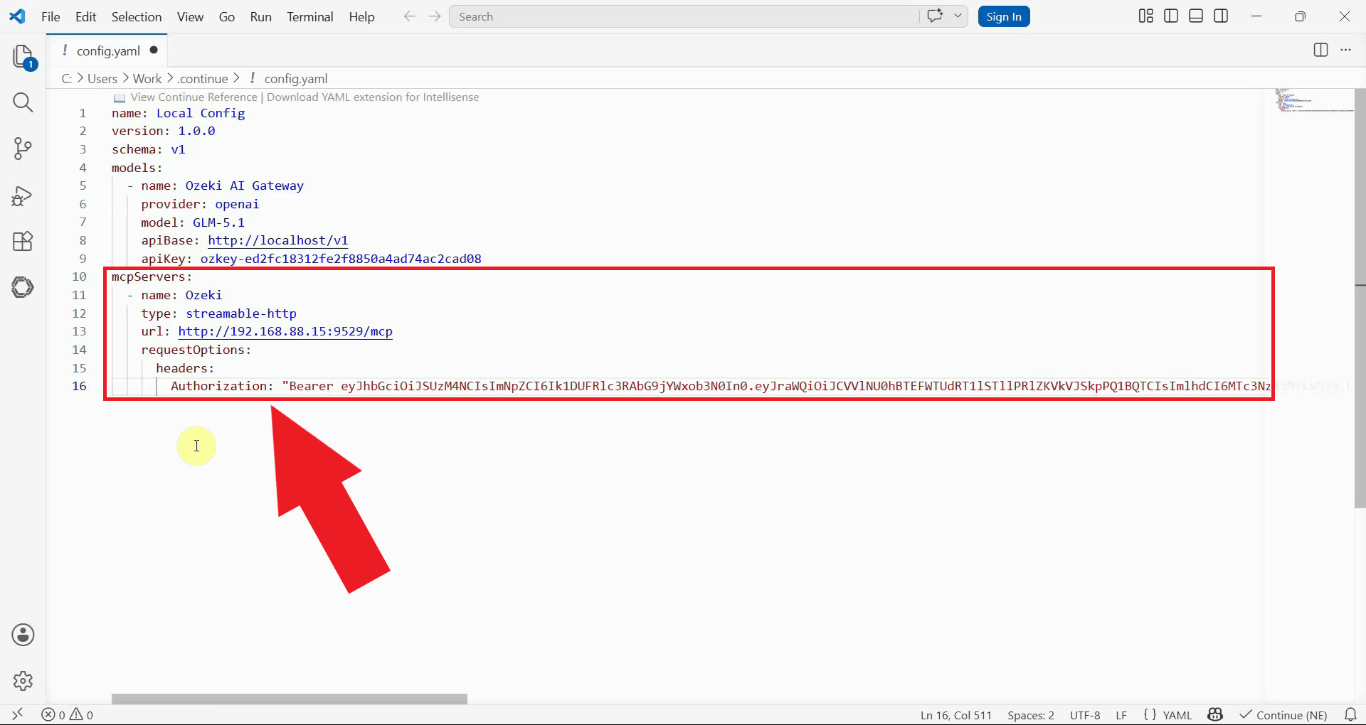 Add Ozeki SMS MCP server to config