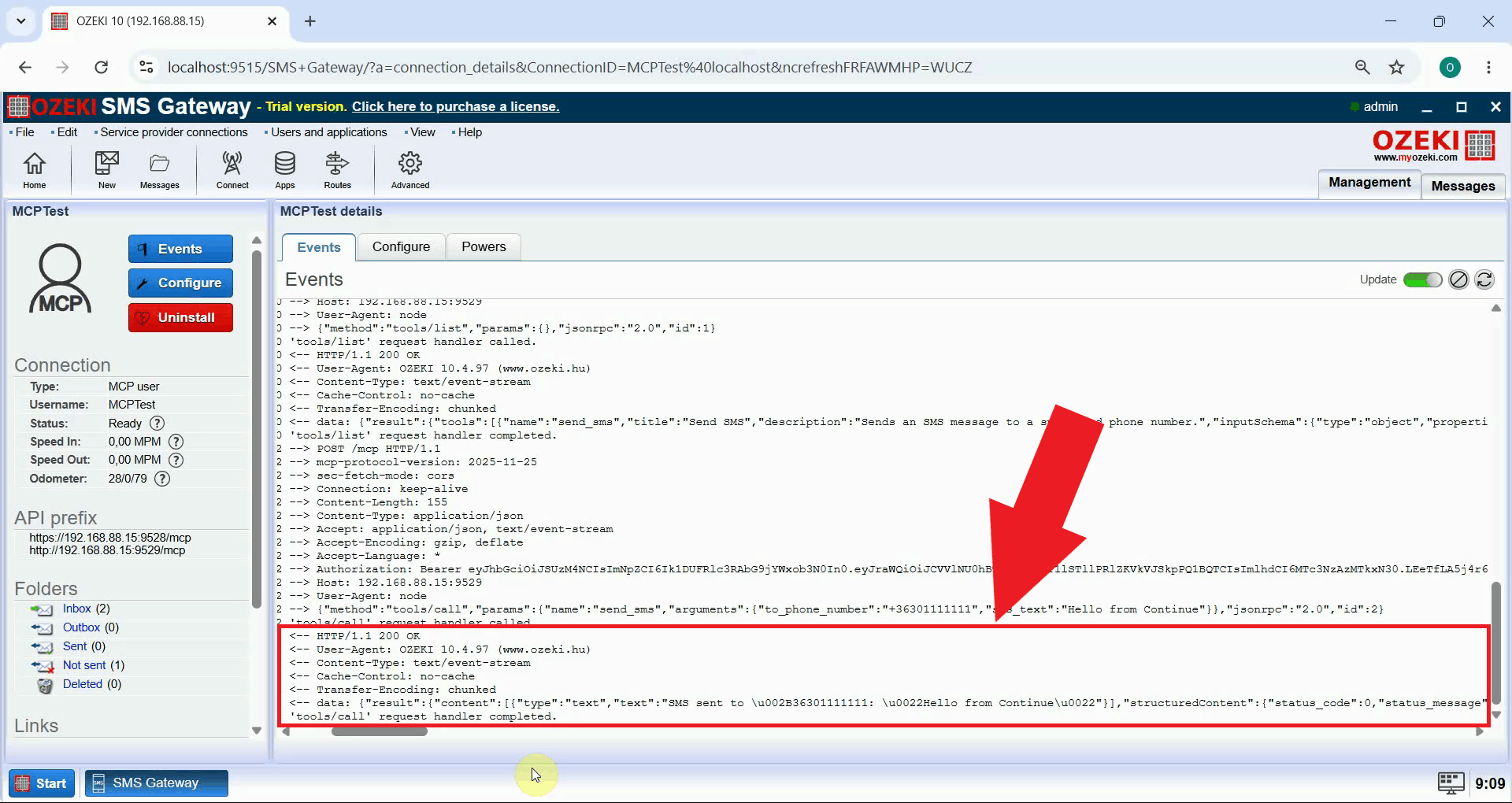 View transaction in event logs