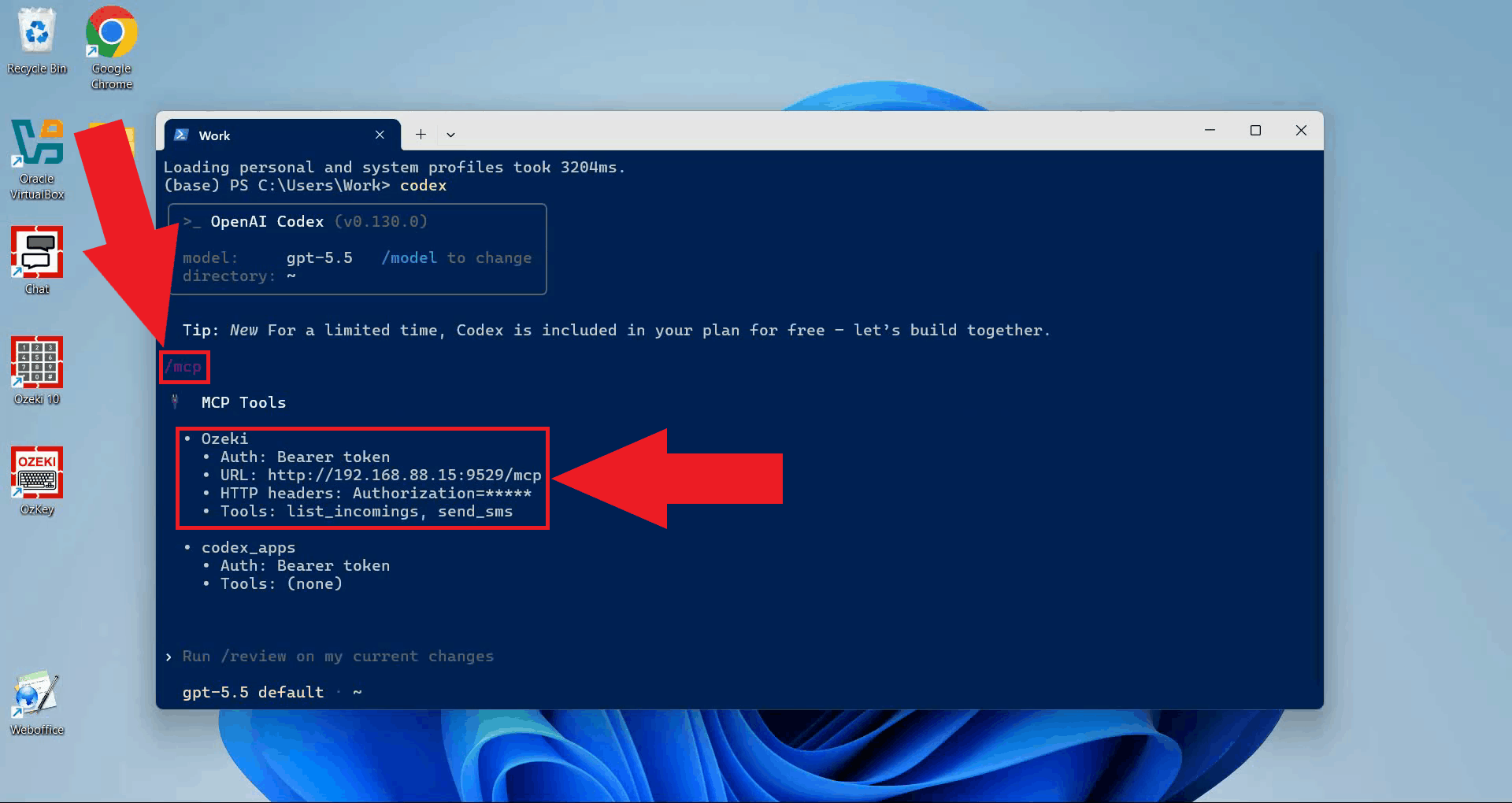 Run MCP command and check status