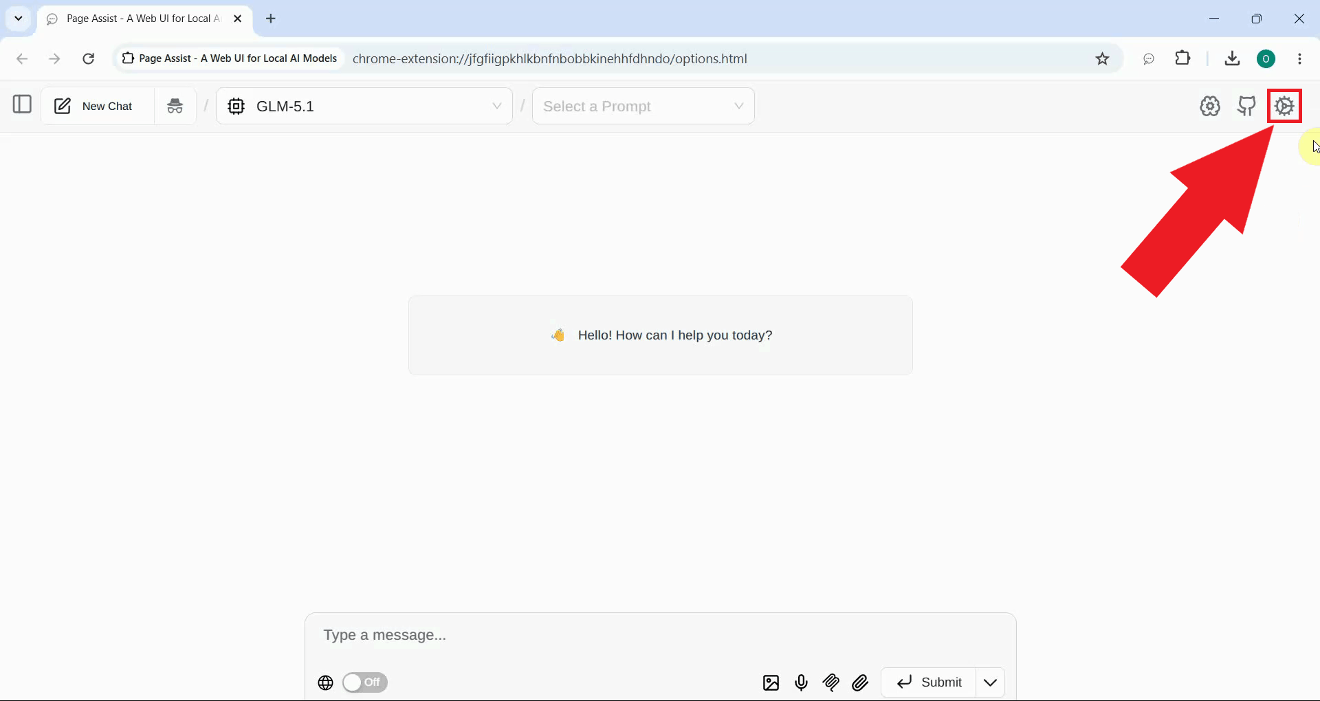 Open Page Assist settings