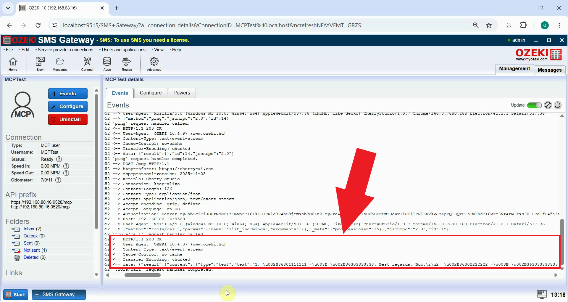 View transaction in event logs